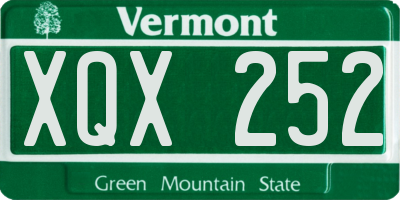VT license plate XQX252