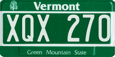VT license plate XQX270