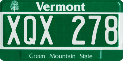 VT license plate XQX278