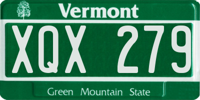 VT license plate XQX279