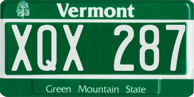VT license plate XQX287
