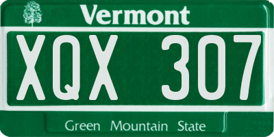 VT license plate XQX307