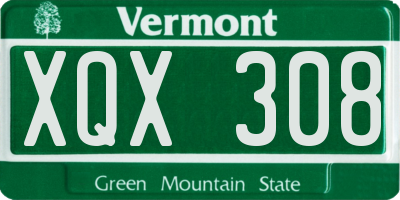 VT license plate XQX308