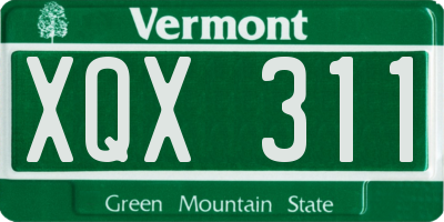VT license plate XQX311