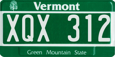 VT license plate XQX312