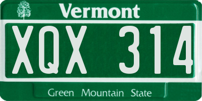 VT license plate XQX314