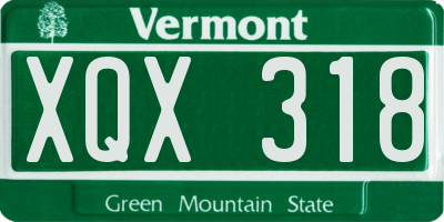 VT license plate XQX318