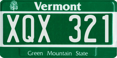 VT license plate XQX321