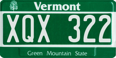 VT license plate XQX322