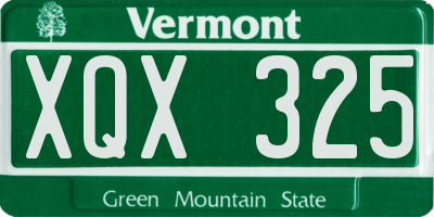VT license plate XQX325