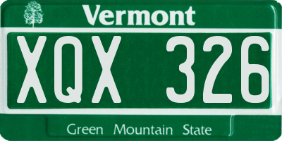 VT license plate XQX326