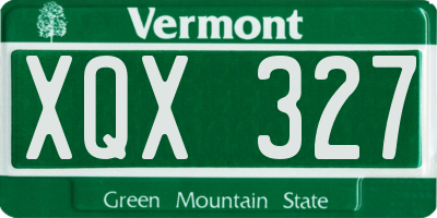 VT license plate XQX327