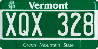 VT license plate XQX328