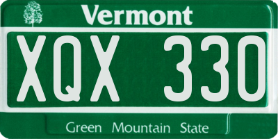 VT license plate XQX330