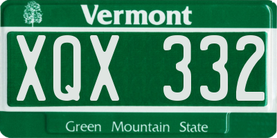 VT license plate XQX332