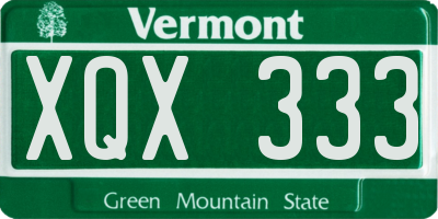 VT license plate XQX333