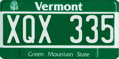VT license plate XQX335