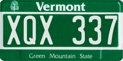 VT license plate XQX337