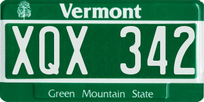 VT license plate XQX342