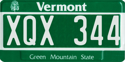 VT license plate XQX344