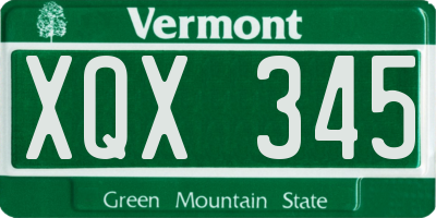 VT license plate XQX345