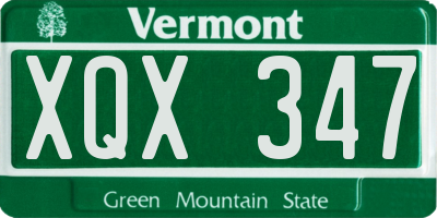VT license plate XQX347