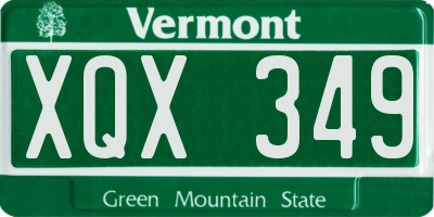 VT license plate XQX349