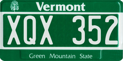 VT license plate XQX352