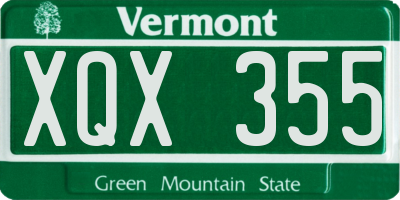 VT license plate XQX355
