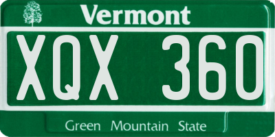 VT license plate XQX360