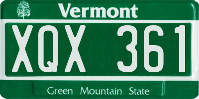 VT license plate XQX361