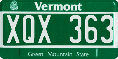 VT license plate XQX363