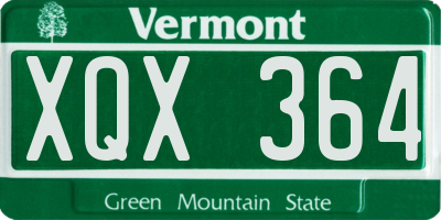 VT license plate XQX364