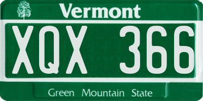 VT license plate XQX366