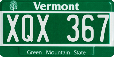 VT license plate XQX367