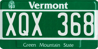 VT license plate XQX368