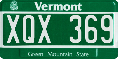 VT license plate XQX369