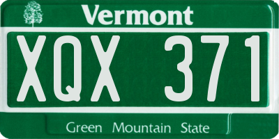 VT license plate XQX371