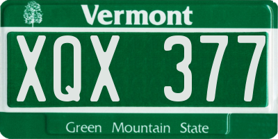 VT license plate XQX377