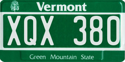 VT license plate XQX380