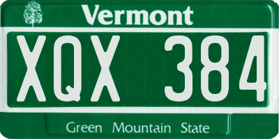 VT license plate XQX384