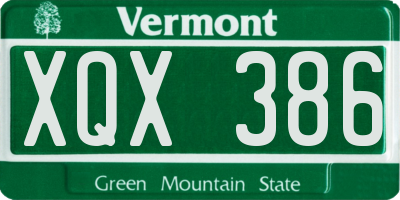 VT license plate XQX386