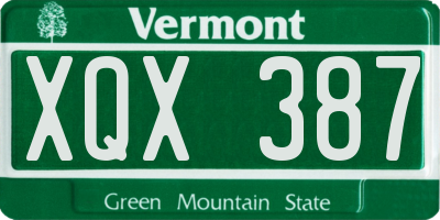 VT license plate XQX387