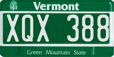 VT license plate XQX388
