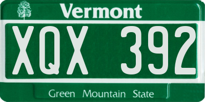 VT license plate XQX392