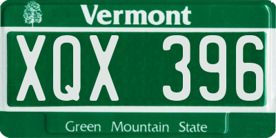 VT license plate XQX396