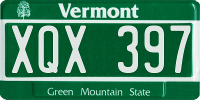 VT license plate XQX397