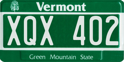 VT license plate XQX402
