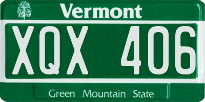 VT license plate XQX406