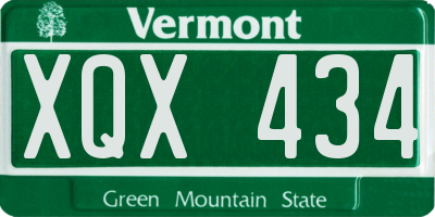VT license plate XQX434